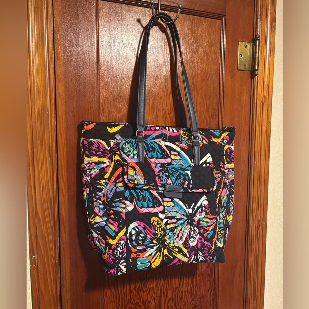 VERA BRADLEY Iconic Get Carried Away Butterfly Flutter Print Tote Bag